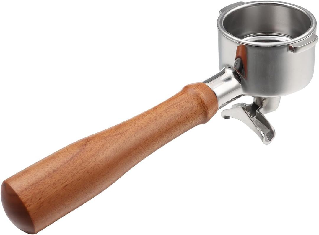 51mm Portafilter 2 Ears with Double Spout Compatible for Delonghi ECP3420/ ECP3630/ ECP3120/ EC260/ ECP35.31 | Filter Basket Included with Wooden Handle