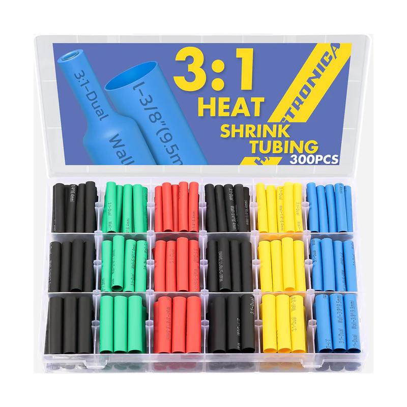 Haisstronica | 300PCS Heat Shrink Tube Kit - 3:1 Shrink Ratio