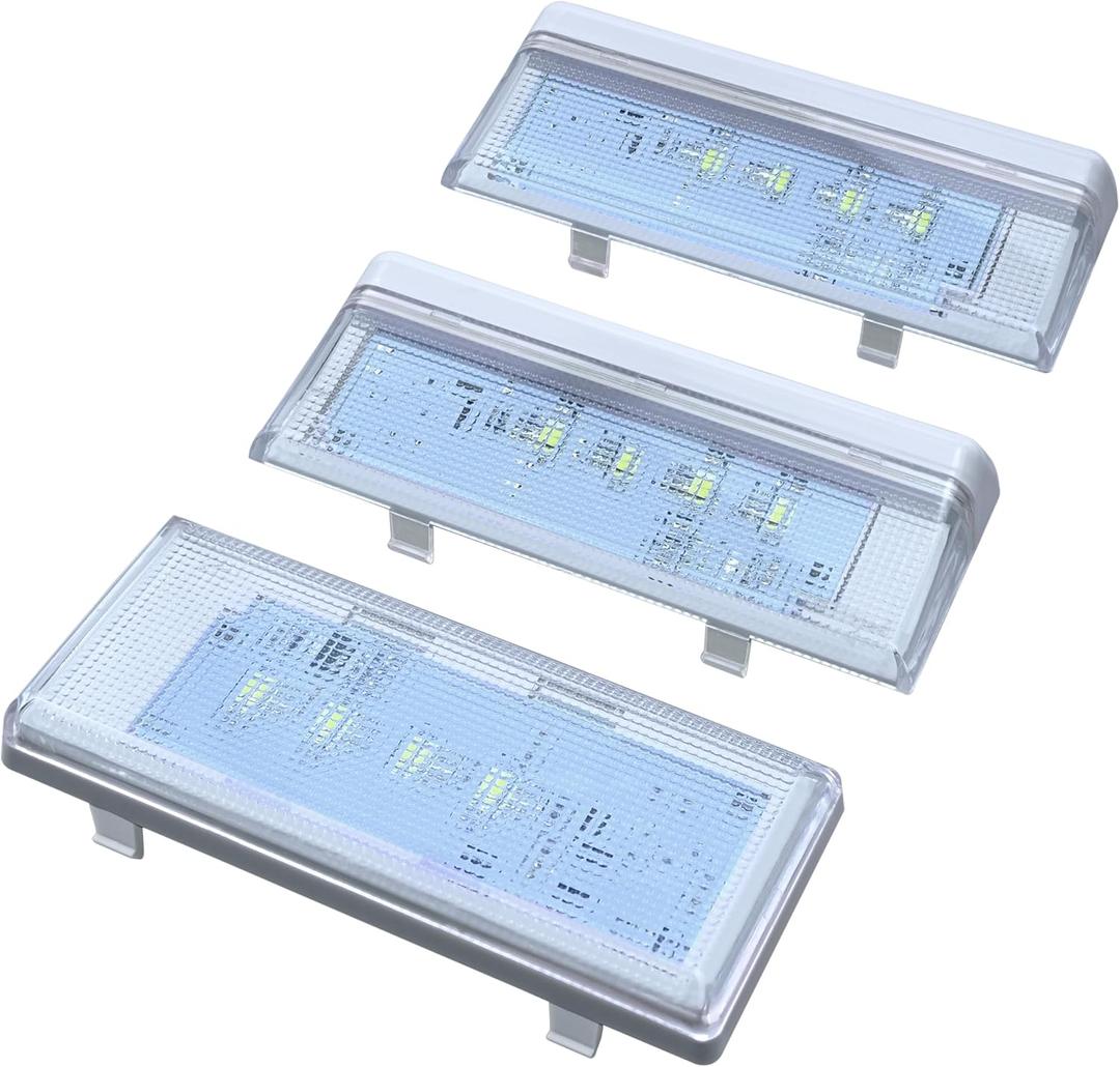 2 Pcs W10515057 & 1 Pc W10515058 Refrigerator LED Light Set with Tapered Lens, Compatible with Whirlpool Kenmore Maytag KitchenAid, Replaces WPW10515057 WPW10515058 AP6022533 AP6022534 PS11755866