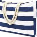 Large Beach Bag for Women, Waterproof Travel Tote Bag with Lunch/Wet Pocket for Weekender, Sandproof, Zipper Closure (Canvas,large - Dark Blue)