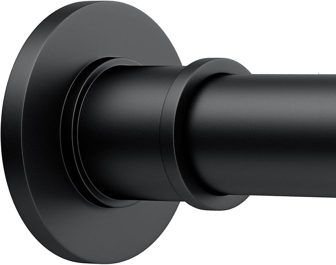 Shower Curtain Rod Adjustable 18-64 Inch, No Drilling Non Slip Stainless Steel Spring Tension Curtain Rod for Window or Bathroom, Matte Black