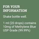 Earth Harmony Methylene Blue, 1% USP (Pharmaceutical) Grade, with Nano Liquid Gold for Photodynamic Research, Miron Glass Bottle (2 Oz)