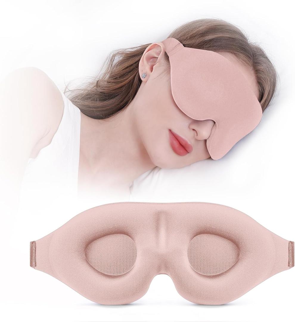 YIVIEW Sleep Mask for Side Sleeper, Complete Light Blocking 3D Pink Sleeping Eye Mask, Soft Breathable Eye Cover for Women Men, Relaxing Zero Pressure Night Blindfold, Pink