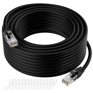 Cat5e Ethernet Cable 25 FT, Long Cat 5e Internet Cable, Black Snagless Patch Cord, Flexible, Network, LAN, PoE, Standard RJ45 Connector for PC, Server, Router, Modem, TV, PS5 - with 15 Cable Ties
