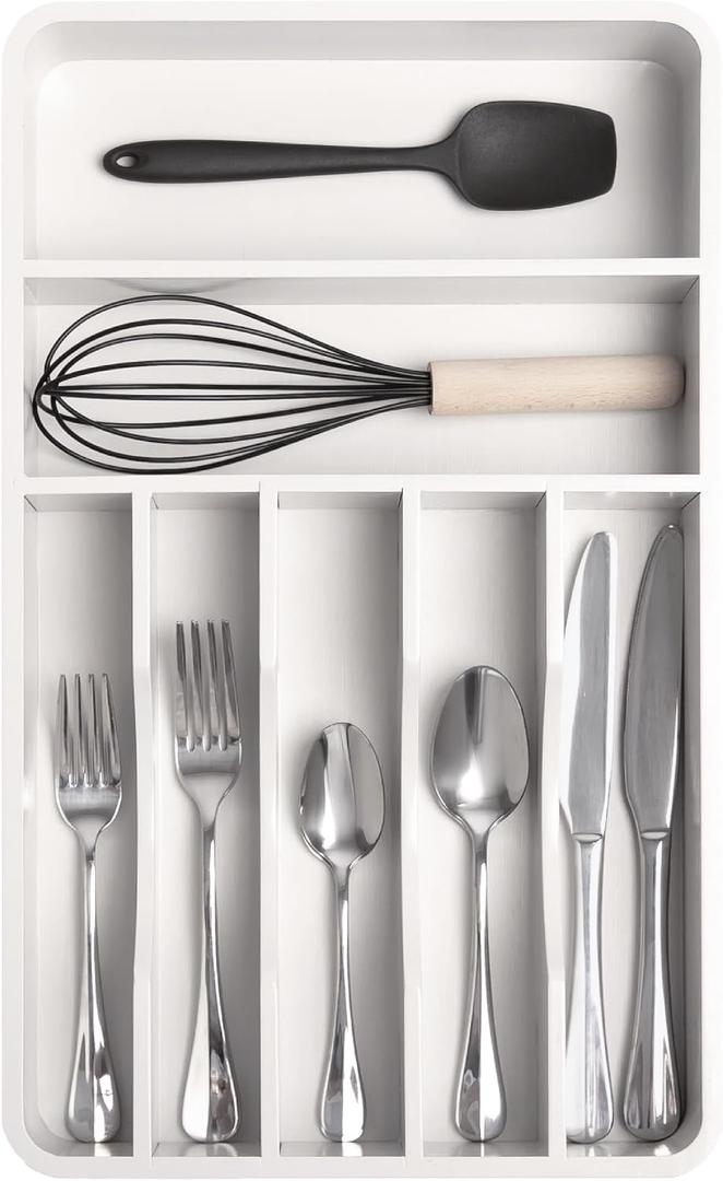 Silverware & Utensil Organizer, Fixed 10.5 in, White