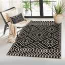 Lahome Bijou Moroccan Easy Jute Carpet, 3x5 Indoor Outdoor Entryway Patio Rug 3x5 Farmhouse Black Washable Living Room Rug, Non Slip Indoor Outdoor Carpet for Patio Courtyard Deck
