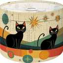 Drum Lamp Shade Mid Century Black Cat Retro Atomic Starburst Modern Abstract Geometric Lampshade for Floor Lamps Table Lamps Pendant Light 8.9"x11" Linen Lampshades Replacement Large Lamp Shade