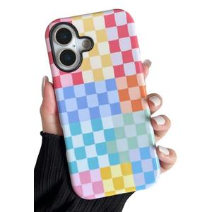 Longlayss Compatible with iPhone 17 Case（6.3"） with Cute Colorful Checkered Pattern, Shockproof Slim TPU and Hard PC Protective Phone Case for Women Girl Men - Colorful 4