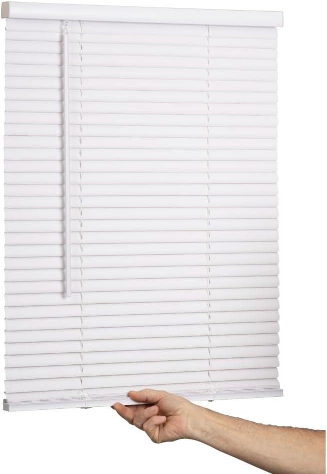 LOTUS & WINDOWARE Cordless Mini Blind, 1" Vinyl Slats, 35" Wide x 54" Long - White, Window Blinds for Home and Office, Interior Door Blinds - Light Filtering