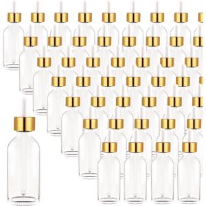 48 Pack 2oz Clear Glass Dropper Bottles, Eye Dropper Bottles with Glass Droppers for Essential Oils, Perfumes(60ml, Gold) 48 Pack 2oz Clear Glass Dropper Bottles, Eye Dropper Bottles with Glass Droppers for Essential Oils, Perfumes(60ml, Gold)