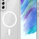 for Samsung Galaxy S21 FE Case Magnetic, [Compatible with Magsafe] 6.4-Inch Slim Fit Protector Wireless Charging Lightweight Shockproof Transparent Anti-Slip Protective Phone Cover, Clear