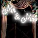 Mr and Mrs Neon Sign for Wedding 25 x 7 Inches Neon Light LED Backdrop Wall Decor USB Wedding Reception Decoration Gifts for Anniversary Engagement Banquet(Cold White)