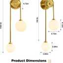Globe Wall Sconce, Double Hanging Ball Sconce, Modern Indoor Sconces
Gold Double Globe wall Sconce with Milk Glass Shades, Hardwired Indoor ball Sconce for Bedroom Bathroom Living Room Hallway
