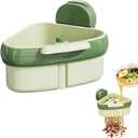 Suction Cup Kitchen Sink Caddy Triangular Sink Drain Basket & Strainer Small Corner Sink Trash Catcher for Vegetables, Fruits, Sponges, Soap Space-Saving Organizer (1, Green)