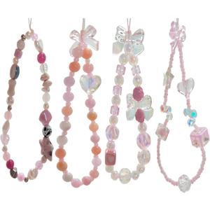 Tomolucky Direct 4Pcs Cute Phone Charms Beaded Camera Lanyard Wrist Bracelet Strap Aesthetic Cell Keychain for Airpods Wallet