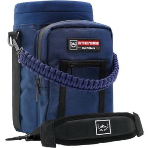 NATURE PIONEOR Water Bottle Holder with Strap 25 32 40 64 oz Insulated Water Bottle Carrier Sling Sleeve for Hiking,Outdoor Camping,Gym (64ozYT Half Gallon, Navy Blue)