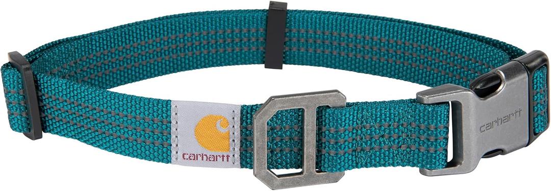 Carhartt Nylon Webbing Dog Collar, Fully Adjustable W/Durable Side Release Buckle and Reflective Stitching, Shaded Spruce, Medium