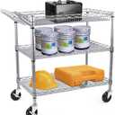 WDT Heavy Duty 3 Tier Utility Cart,Wire Rolling Carts with Wheels, Commercial Grade Service Cart with Shelving Liners and Handle Bar Metal Carts for Kitchen Office Hardware