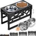 Small Dog Bowls Elevated, 4 Height Adjustable Raised Dog Bowl Stand with 2 Stainless Steel Food and Water Bowls Set, Tall Dogs Feeding Station with Anti-Slip Base for Small Medium Breeds Dogs