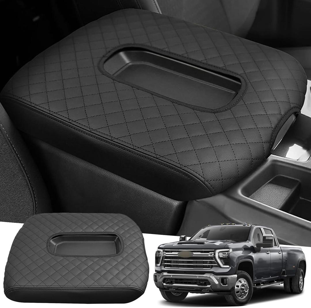 Center Console Armrest Cover Compatible with Chevy Chevrolet Silverado & GMC Sierra 1500 2500 3500 HD 2019 2020 2021 2022 2023 2024 2025 Protector Interior Accessories(for Jump Seat Console)