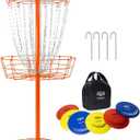 Disc Golf Basket - Portable Disc Golf Target with Heavy Duty 24-Chains Come with 6pcs Disc Golf Discs and Carry Bag, Ground Stake -Suitable for Players of All Levels - Multi Color 