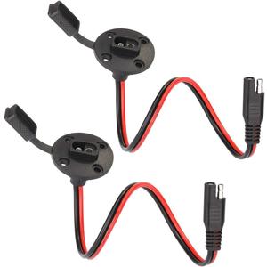 SAE Power Socket Sidewall Port Connector Extension 16AWG Cable, 2 Pin SAE To SAE Weatherproof Quick Connect Plug for Solar Generator Battery Charger, Pack of 2