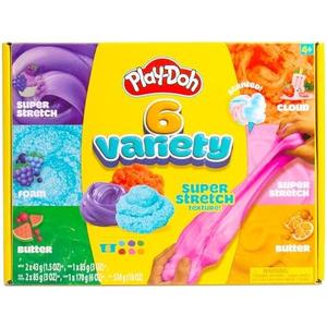 Play-Doh 6 Variety Compounds - Super Stretch, Play Foam, Butter, Cloud, Compound Packs