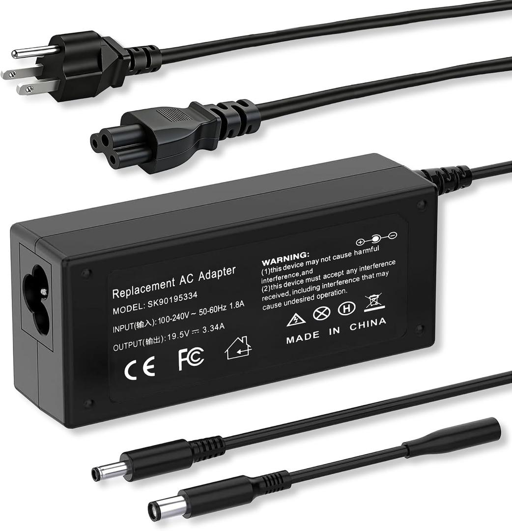 65W Laptop Charger Compatible with Dell Inspiron 13 14 15 16 17 3000 5000 7000 Series 2-in-1 Series 3558 3181 5100 5535 5559 5567 XPS 9350 9360 la65ns2-01 Laptop Power 4.5 * 3.0&7.4 * 5.0 Connector