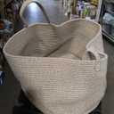 JMvicyroam 65L Extra Large Blanket Basket for Living Room - Woven Cotton Rope Laundry Hamper with Reinforced Handles - Storage Bin for Pillows, Comforters & Toys - Machine Washable,Oatmeal