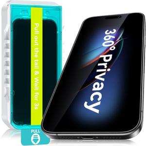 Esanik 2-Pack for iPhone 17 Pro/ 17/ 16Pro 360° Privacy Screen Protector - 4-Way Anti-Spy Tempered Glass, Shatterproof, Anti-Peep, Scratch Resistant