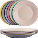 greenandlife 10inch/6pcs Dishwasher & Microwave Safe Wheat Straw Plates - Lightweight Reusable Unbreakable Dinner Plates, Non-toxin, BPA Free and Healthy for Kids & Adults (6colors-Deep)