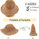 Baby Girl Sun Hat for Toddler Straw Hats Kids Bucket Hat with Bow Flower Baby Sun Cap for Girls Beach Summer Outdoor (Brown), One Size