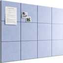 Bumusty Large Cork Board 48" x 36" Alternative - 12 Pack Felt Wall Tiles with 70 Safe Removable Adhesive Tabs, 30 Pushpins, Cork Boards for Walls Bulletin Board Office Decor (Soft Periwinkle)