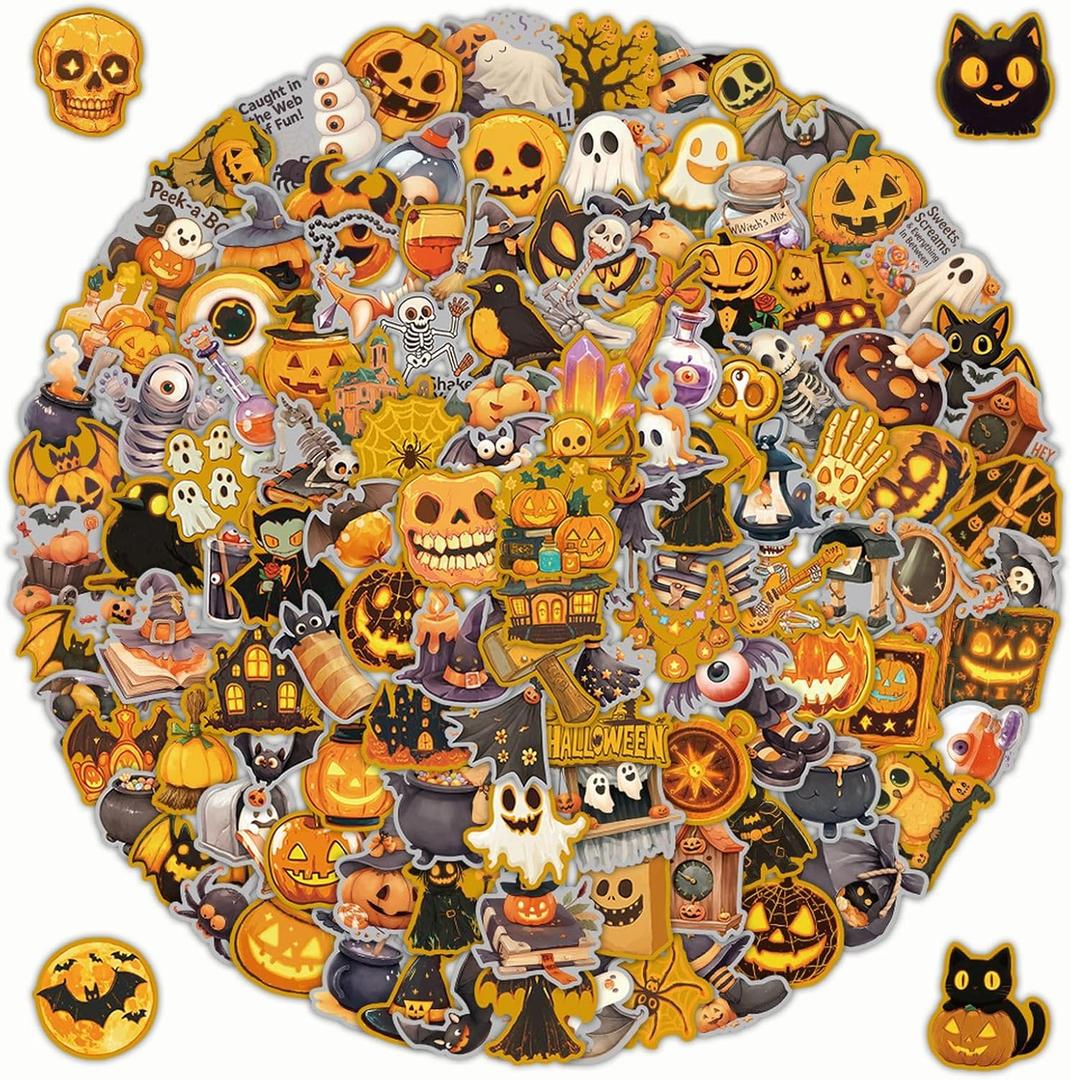 200 Pcs Halloween Stickers, Halloween Vinyl Stickers for Kids & Adults, Holiday Party Favors, Crafts & Gifts