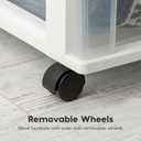 IRIS USA Plastic Drawer Storage Organizer Rolling Cart, with Wheels Casters, 4-Drawers, for Art Craft Supplies Bathroom Dorm Bedroom Laundry Room, Wide, White/Clear