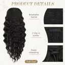 PEACOCO Ponytail Extension 16inch Long Synthetic Drawstring Ponytail Afro Curly Fluffy Pony Tail for Black Women Daily Use, Black Brown