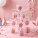 Novabright 24 Pcs Mini Clear Gifts Boxes with Bow 2.3x2.3x2.3 Inches Plastic Individual Wedding Cupcake Boxes for Baby Shower Birthday Candy Snack Treats Party Favors Decorations