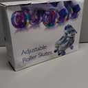 Adjustable Kids Roller Skates for Girls and Boys Ages 3-5 5-8 8-12, All 8 Wheels of Girl's Skates Shine, Safe and Fun Illuminating for Outdoor Indoor Sports (Large-Youth (4Y-7Y)), Sky Blue