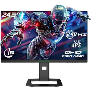 24.5 Inch 240Hz 1440p Gaming Monitor, QHD 2560 x 1440p Fast IPS Panel 1ms GTG Response Time, Adaptive Sync, 126% sRGB HDR 500, Low Blue Light VESA 100x100, P2510S Plus