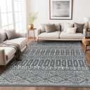 Art&Tuft Area Rug 5x7, Super Soft Ultra-Thin Moroccan Washable Rug, Anti-Slip Backing Rugs for Living Room, Foldable Geometric Machine Washable Area Rug(5'x7', Grey)