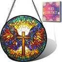 Cross Angel Wings Suncatcher Sun Catchers Indoor Window Gift for Women 6.3"
