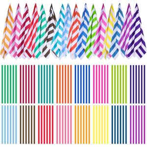 Redbaker 16 Packs 72 x 36 Inches Oversized Beach Towel Bulk Extra Large Pool Towels Set Microfiber Quick Dry Swim Towel Blanket for Women Men Adult Bath Travel (Bright Color, Stripes)