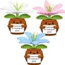 Wavwavw 3 Pcs Teacher Appreciation Gift Positive Flower Handmade Crochet Doll Thank You for Helping Me Grow Gift Teacher Appreciation Week Gifts for Women(Lily Flower)