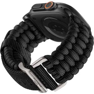 Bandletic Rugged Paracord Band Compatible with Apple Watch Bands Men - Braided Nylon Strap for iWatch Bands 49mm(Ultra3/Ultra2/Ultra), 46mm(Series 11/10),45mm(9/8/7),44mm(SE3/SE2/SE/6/5/4),42mm(3/2/1) (Black)