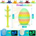 Mini 3D Printed Dragon Eggs with Dragon Inside, Articulated Crystal Dragons 3D Printed Animals Easter Egg Fillers, Easter Basket Stuffers Christmas Fidget Toys Gifts for Kids (12pcs-withoutkeychain)