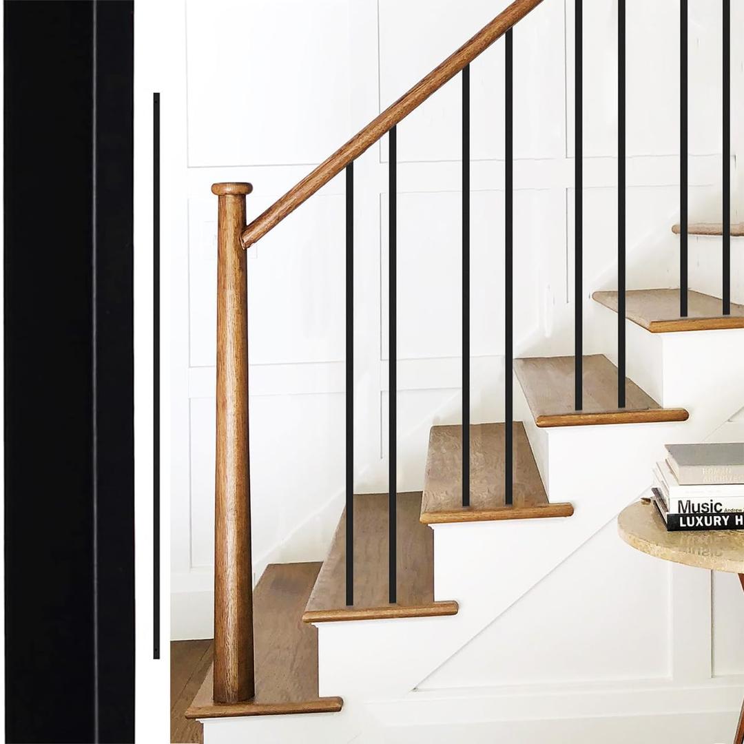 Stair Balusters for Staircase Interior 15PCS, Wrought Iron Balusters Set, Square Hollow Stair Spindles-1/2 Metal Balusters -Iron Railing for Stairs Baluster