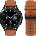 Tasikar 22mm Leather Bands Compatible with Samsung Galaxy Watch 3 45mm Band, Premium Genuine Leather Replacement Bracelet Strap Compatible with Galaxy Watch 46mm, 22mm, Brown