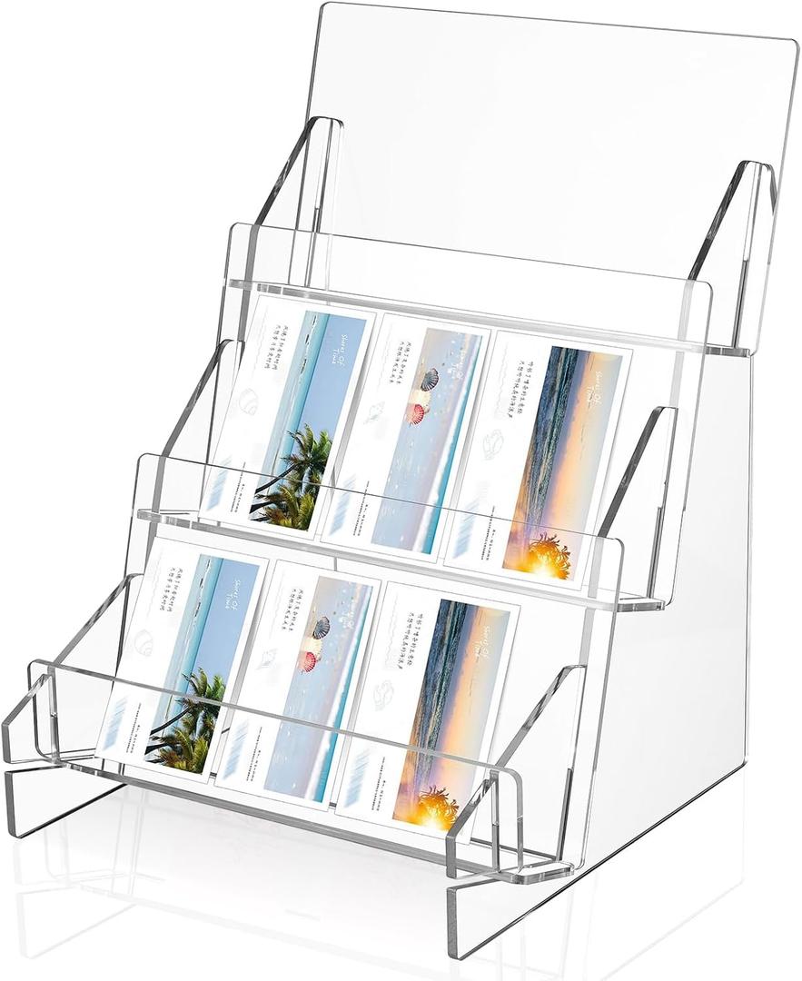 DLUGOPIS 3-Tier Acrylic Greeting Card Display Stand: Greeting Card Organizer, Postcard Display Rack, Retail Display Stand for Vendors Counter
