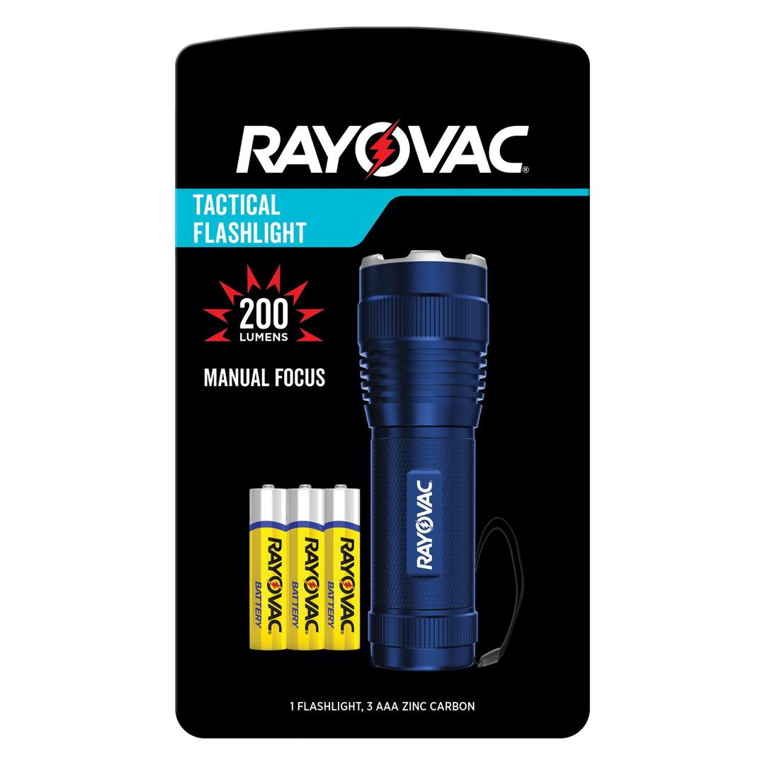 Rayovac Handheld Tactical 200 Lumen LED Flashlight, Batteries Included