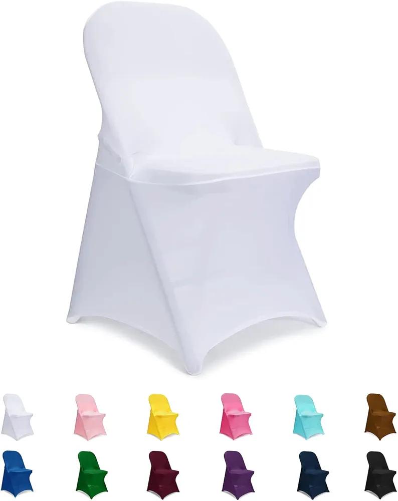 Folding Chair Covers White, Spandex Chair Slipcovers 12 PCS, Universal Fitted Chair Slipcovers for Wedding, Party, Banquet, Holidays, Celebration